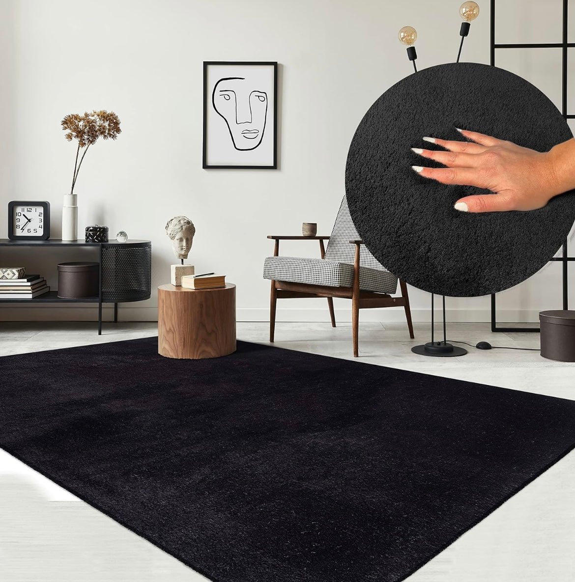Loft Fellimitat Schwarz
